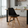 Chair Gaston pakoworld PP and PU color black with wooden legs in natural finish 43x51x75cm