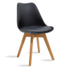 Chair Gaston pakoworld PP and PU color black with wooden legs in natural finish 43x51x75cm