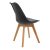 Chair Gaston pakoworld PP and PU color black with wooden legs in natural finish 43x51x75cm