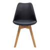 Chair Gaston pakoworld PP and PU color black with wooden legs in natural finish 43x51x75cm