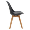Chair Gaston pakoworld PP and PU color black with wooden legs in natural finish 43x51x75cm