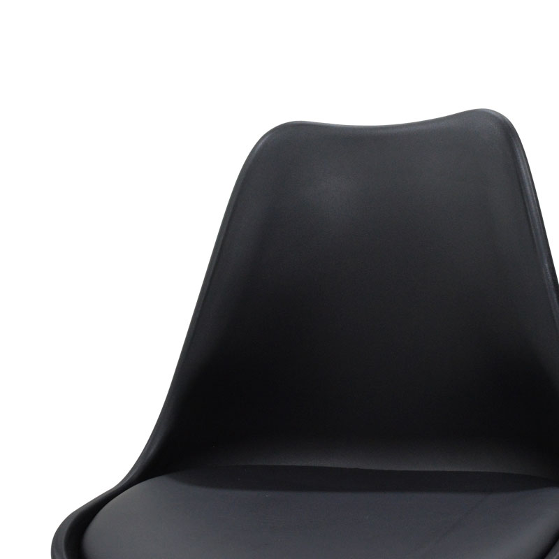 Chair Gaston pakoworld PP and PU color black with wooden legs in natural finish 43x51x75cm