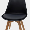 Chair Gaston pakoworld PP and PU color black with wooden legs in natural finish 43x51x75cm