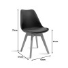 Chair Gaston pakoworld PP and PU color black with wooden legs in natural finish 43x51x75cm