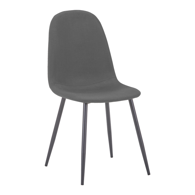 Chair Bella pakoworld grey fabric with black metal leg 44x55x85cm