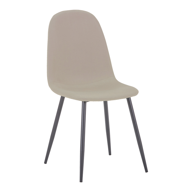 Chair Bella pakoworld ecru fabric with black metal leg 44x55x85cm