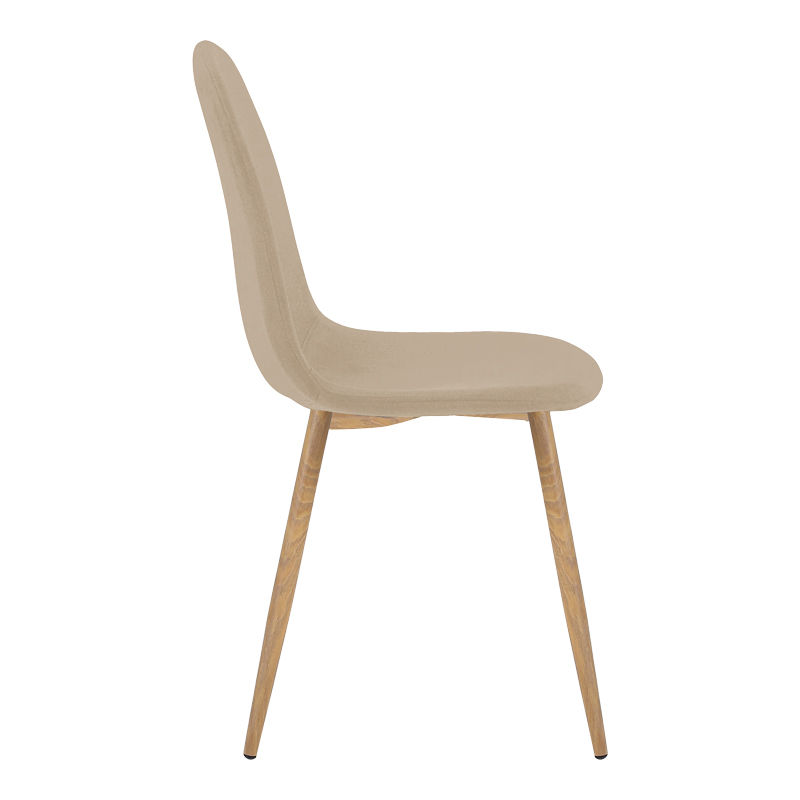 Chair Bella pakoworld beige fabric with natural color metal leg 44x55x85cm