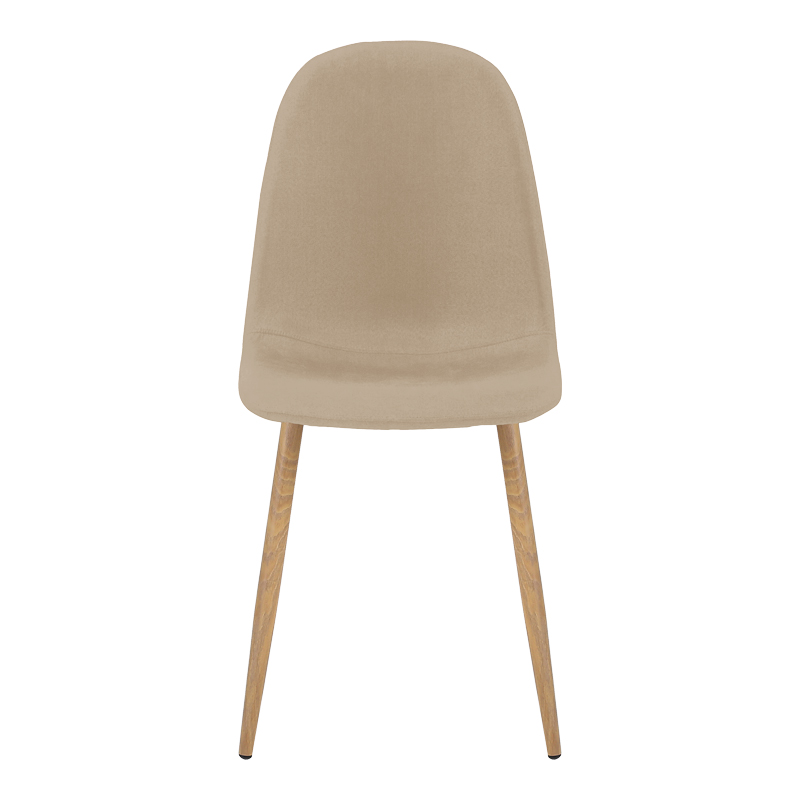 Chair Bella pakoworld beige fabric with natural color metal leg 44x55x85cm