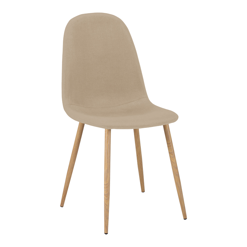 Chair Bella pakoworld beige fabric with natural color metal leg 44x55x85cm