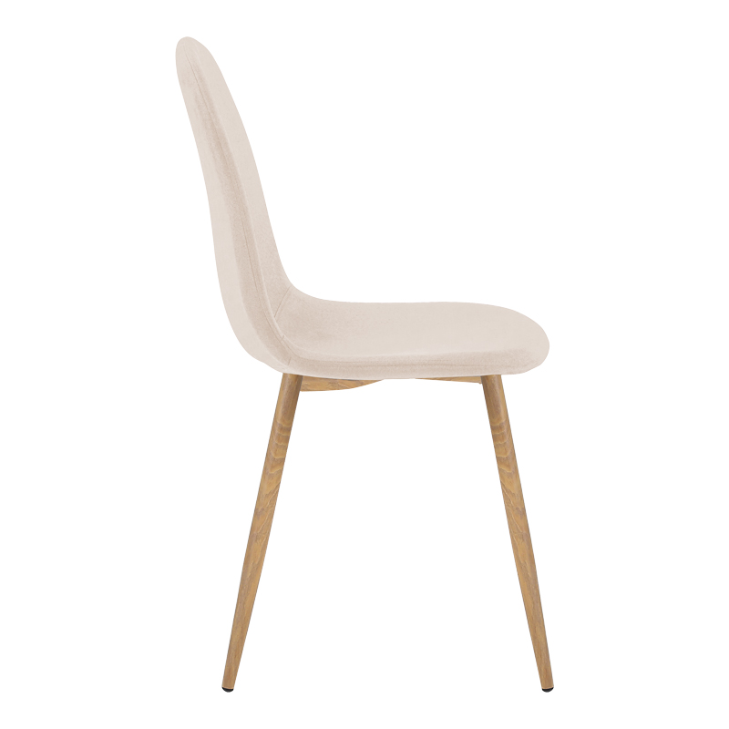 Chair Bella pakoworld cream fabric with natural color metal leg 44x55x85cm