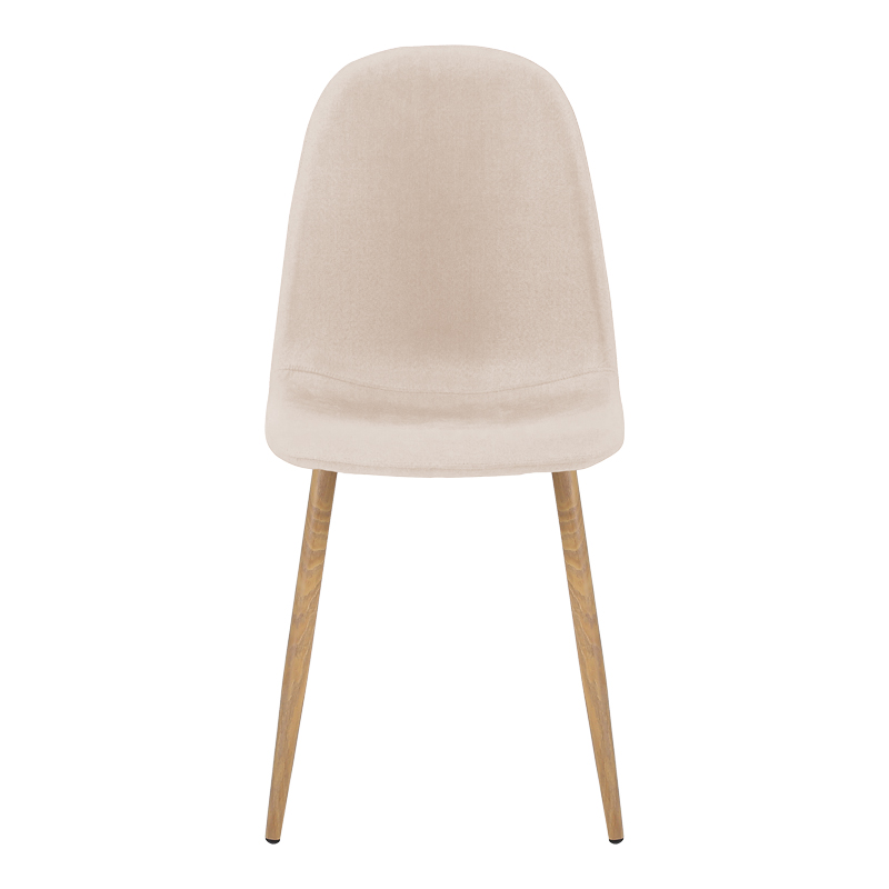 Chair Bella pakoworld cream fabric with natural color metal leg 44x55x85cm
