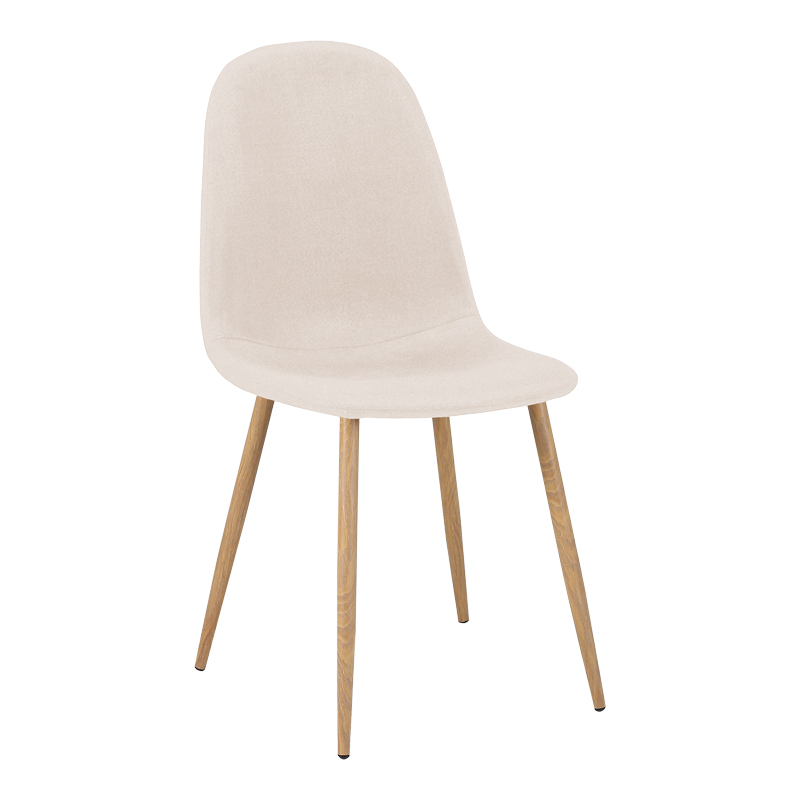 Chair Bella pakoworld cream fabric with natural color metal leg 44x55x85cm