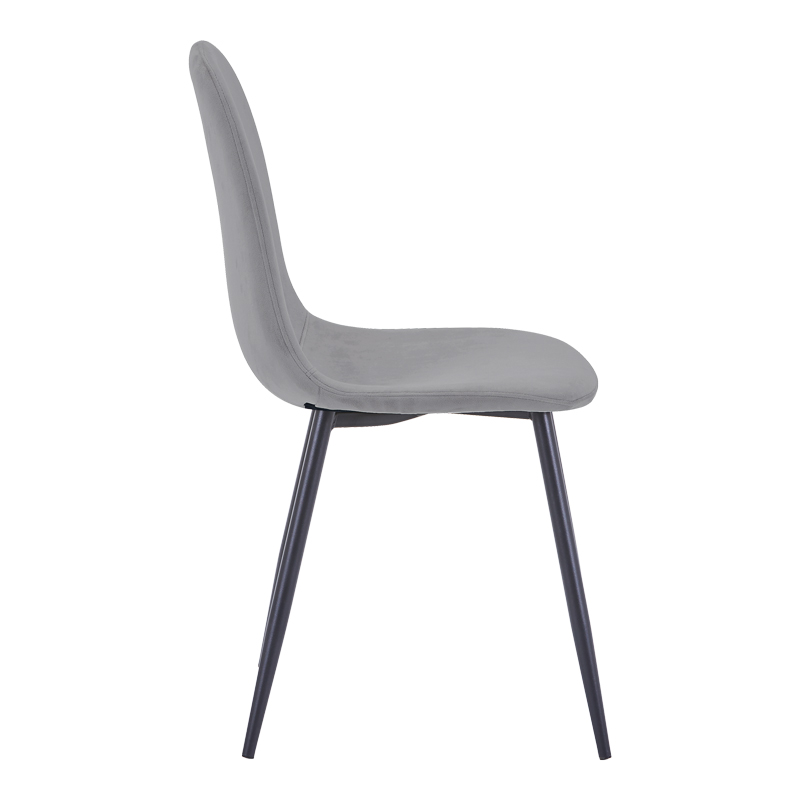 Chair Bella pakoworld dark grey velvet fabric with black metal leg 44x55x85cm