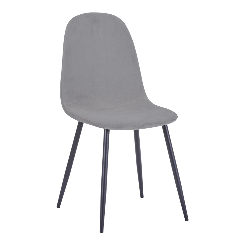 Chair Bella pakoworld dark grey velvet fabric with black metal leg 44x55x85cm
