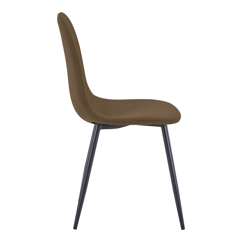 Chair Bella pakoworld brown velvet fabric with black metal leg 44x55x85cm