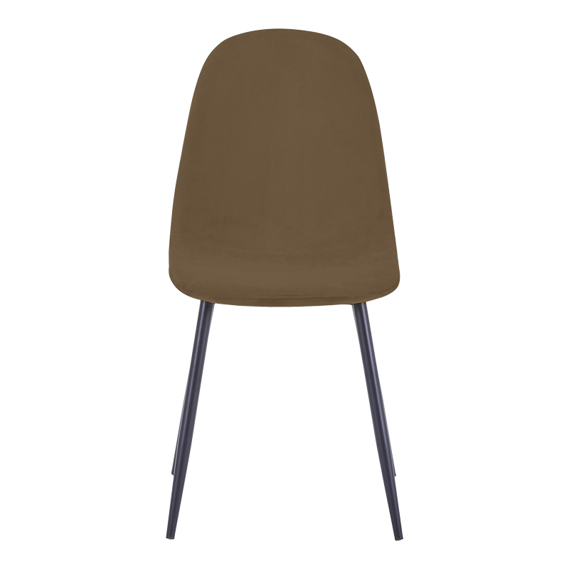 Chair Bella pakoworld brown velvet fabric with black metal leg 44x55x85cm
