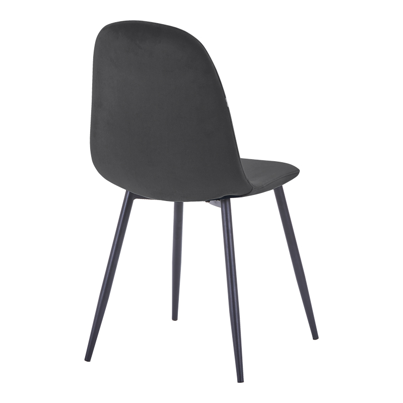 Chair Bella pakoworld black velvet fabric with black metal leg 44x55x85cm
