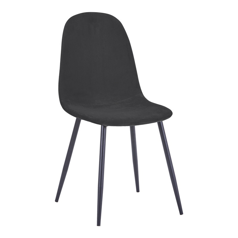 Chair Bella pakoworld black velvet fabric with black metal leg 44x55x85cm