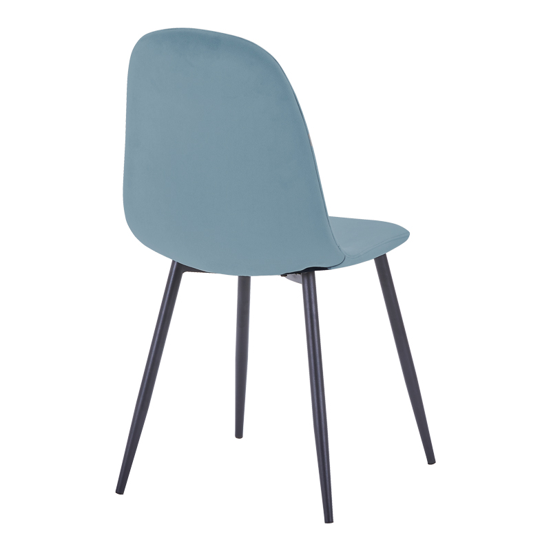 Chair Bella pakoworld blue velvet fabric with black metal leg 44x55x85cm