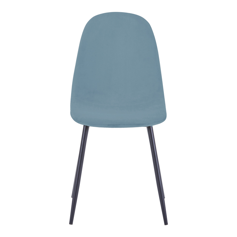 Chair Bella pakoworld blue velvet fabric with black metal leg 44x55x85cm