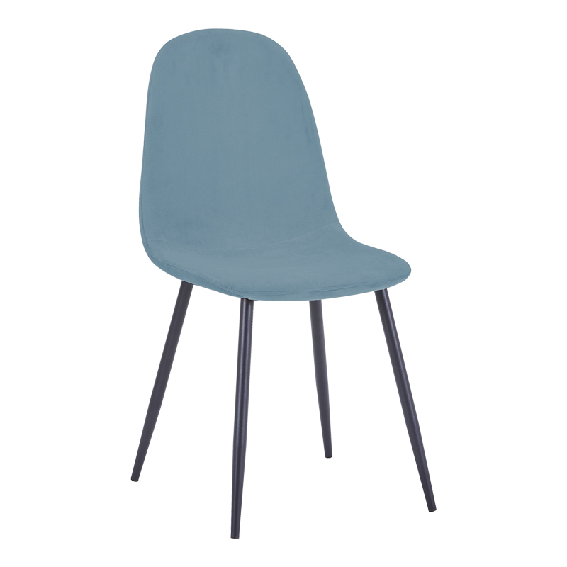 Chair Bella pakoworld blue velvet fabric with black metal leg 44x55x85cm