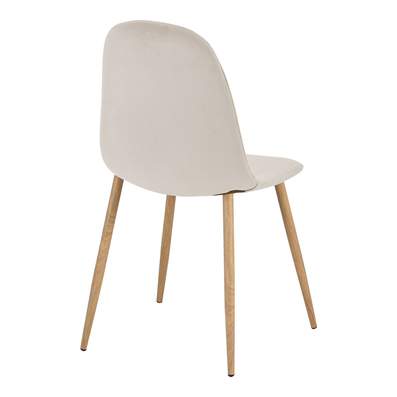 Chair Bella pakoworld beige velvet fabric with natural color metal leg 44x55x85cm