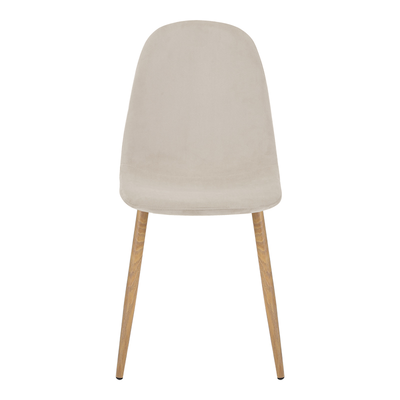 Chair Bella pakoworld beige velvet fabric with natural color metal leg 44x55x85cm