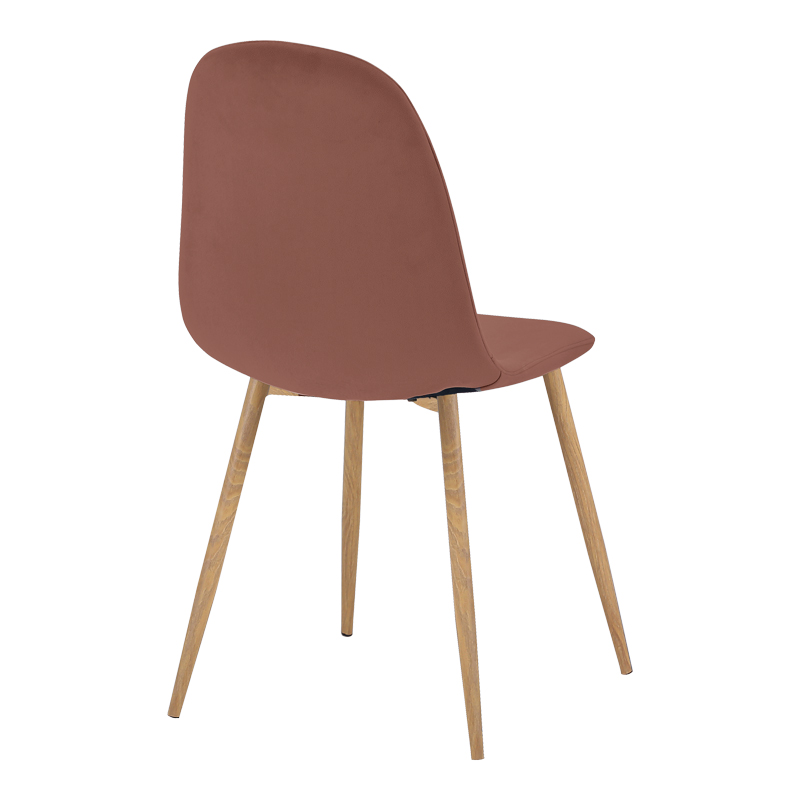 Chair Bella pakoworld dusty pink velvet fabric with natural color metal leg 44x55x85cm
