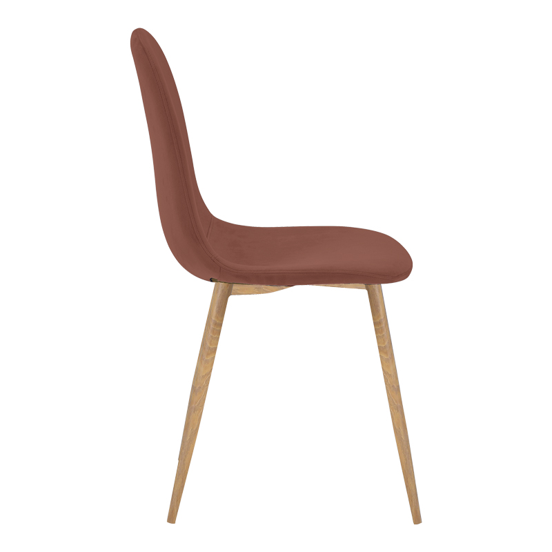 Chair Bella pakoworld dusty pink velvet fabric with natural color metal leg 44x55x85cm