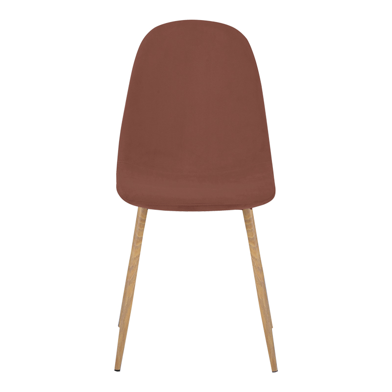 Chair Bella pakoworld dusty pink velvet fabric with natural color metal leg 44x55x85cm