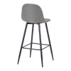 Middle height bar stool Bella pakoworld grey fabric with black metal leg 41.5x49x98cm
