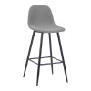 Middle height bar stool Bella pakoworld grey fabric with black metal leg 41.5x49x98cm
