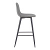 Middle height bar stool Bella pakoworld grey fabric with black metal leg 41.5x49x98cm