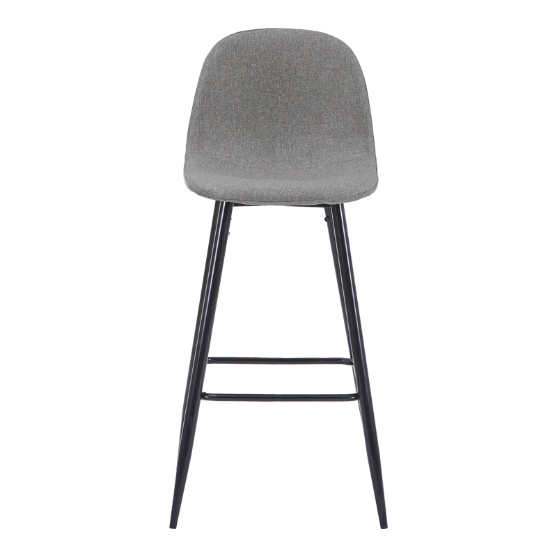 Middle height bar stool Bella pakoworld grey fabric with black metal leg 41.5x49x98cm