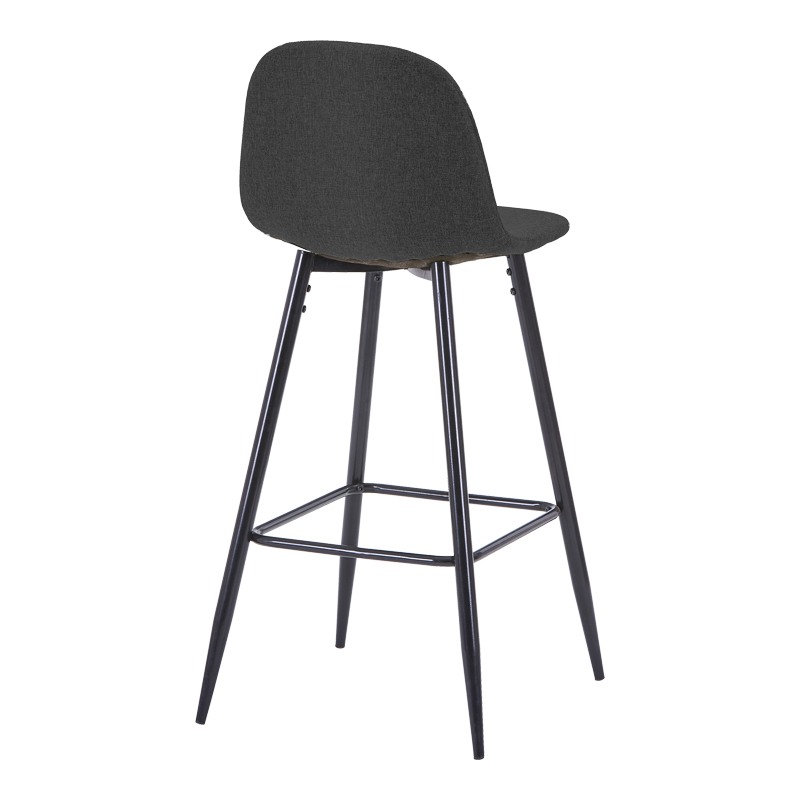Middle height bar stool Bella pakoworld anthracite fabric with black metal leg 41.5x49x98cm