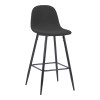 Middle height bar stool Bella pakoworld anthracite fabric with black metal leg 41.5x49x98cm