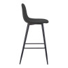 Middle height bar stool Bella pakoworld anthracite fabric with black metal leg 41.5x49x98cm