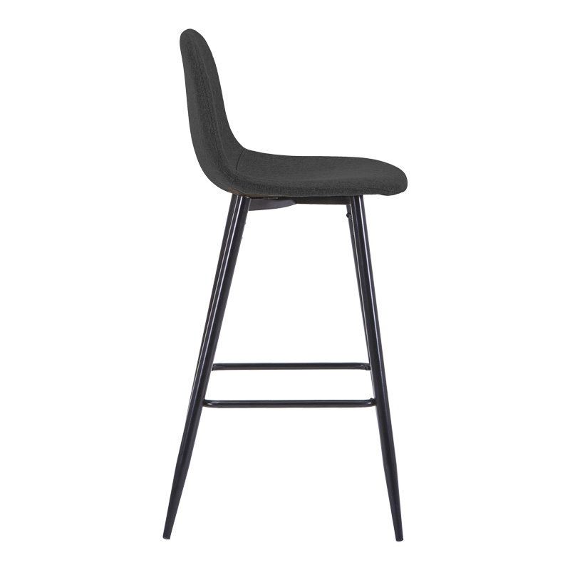 Middle height bar stool Bella pakoworld anthracite fabric with black metal leg 41.5x49x98cm