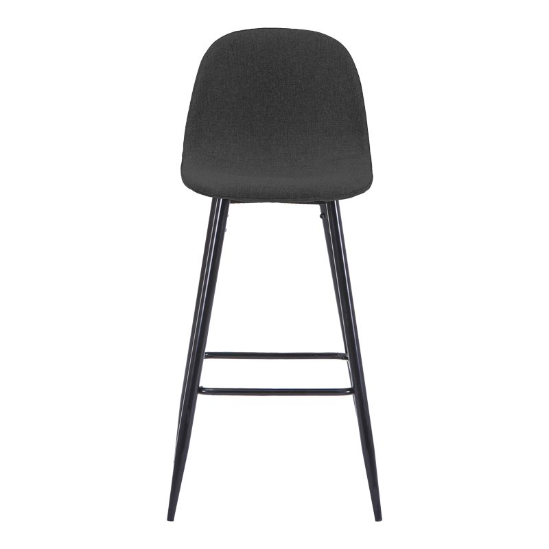 Middle height bar stool Bella pakoworld anthracite fabric with black metal leg 41.5x49x98cm