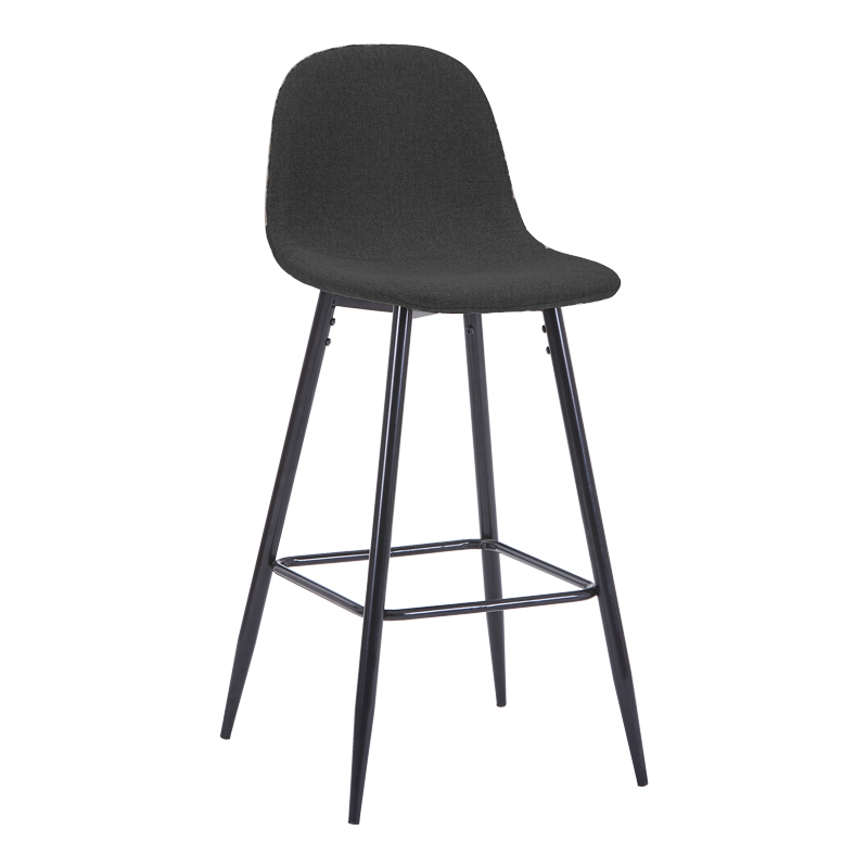 Middle height bar stool Bella pakoworld anthracite fabric with black metal leg 41.5x49x98cm