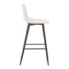 Middle height bar stool Bella pakoworld ecru fabric with black metal leg 41.5x49x98cm