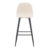 Middle height bar stool Bella pakoworld ecru fabric with black metal leg 41.5x49x98cm