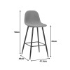 Middle height bar stool Bella pakoworld ecru fabric with black metal leg 41.5x49x98cm