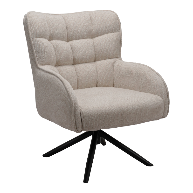 Fremilia rotating armchair with grey-beige fabric 75x80x94cm