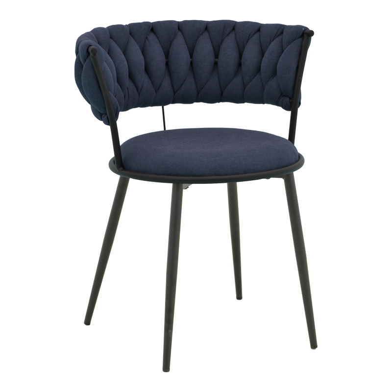 Alkia I armchair fabric in dark blue shade - black metal leg 57x58.5x72cm