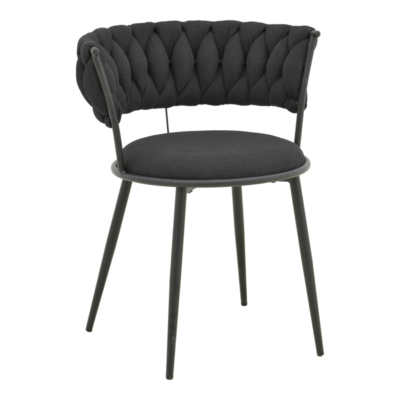 Alkia I armchair fabric in black shade - black metal leg 57x58.5x72cm