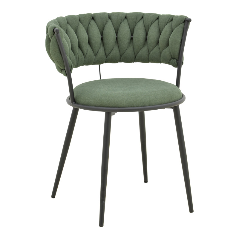 Alkia I armchair fabric in chaki shade - black metal leg 57x58.5x72cm