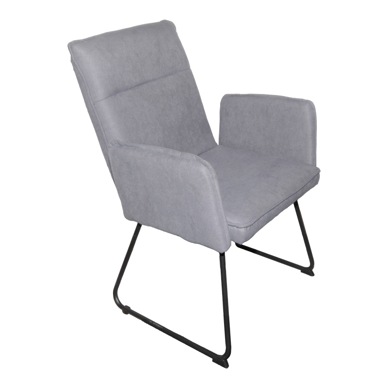 Armchair Essential grey fabric-black metal leg 55.5x59x89cm
