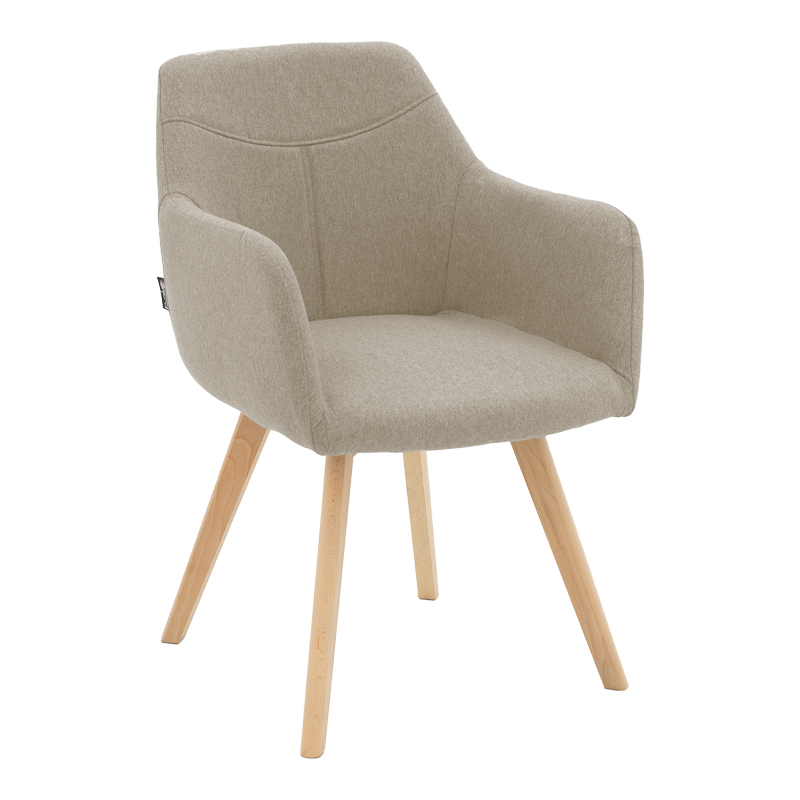 Armchair Nasima pakoworld fabric beige-beech wood leg in natural color 57x58x84cm