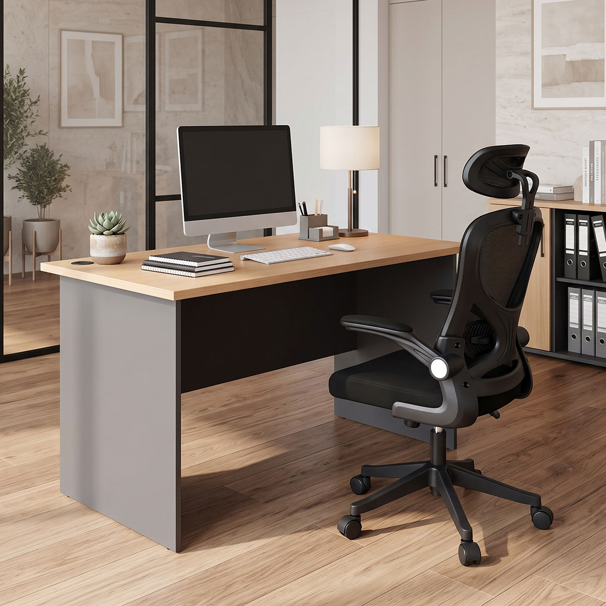 Professional desk Fesialo pakoworld natural-anthracite 120x70x75cm